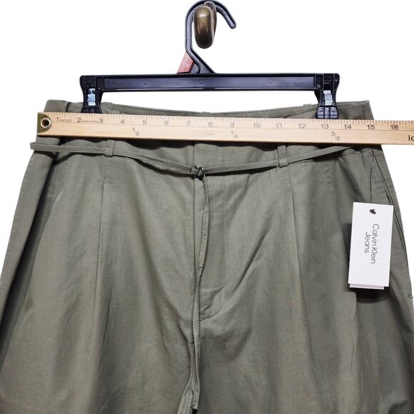 Calvin Klein Womens Wide-Leg Pants Size 10 Green Cotton Blend New With Tags - Picture 11 of 11